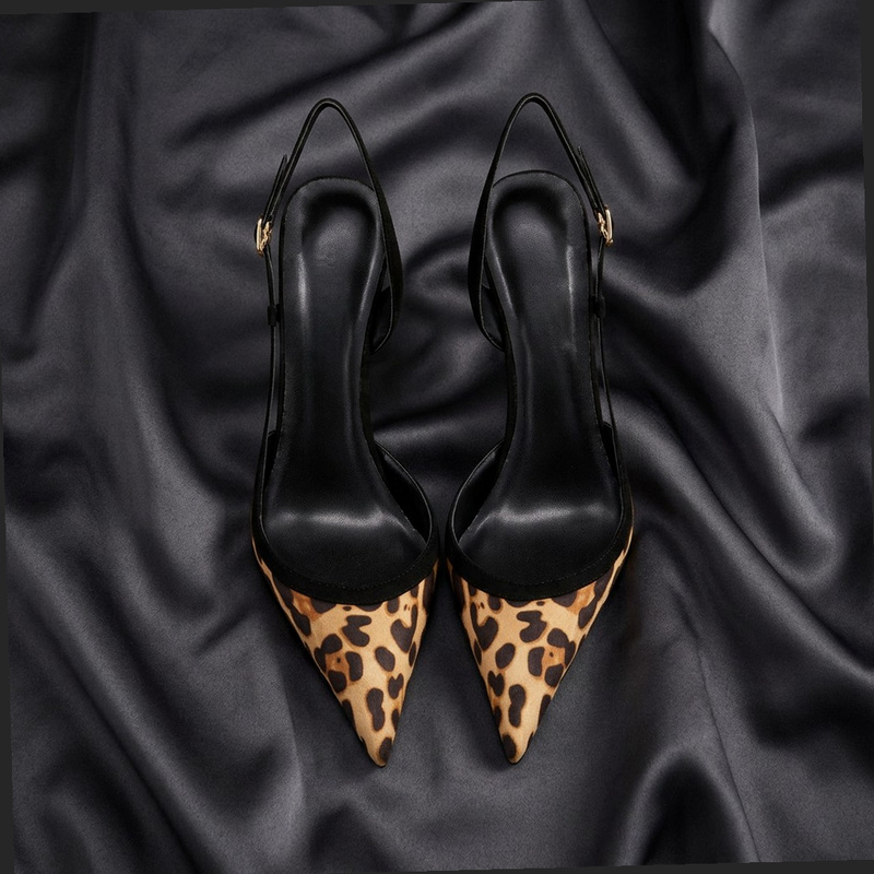 Casual Sandal Leather - Yuejinlong #YJ26-802, Black Suede Leopard-Print Ankle-Strap