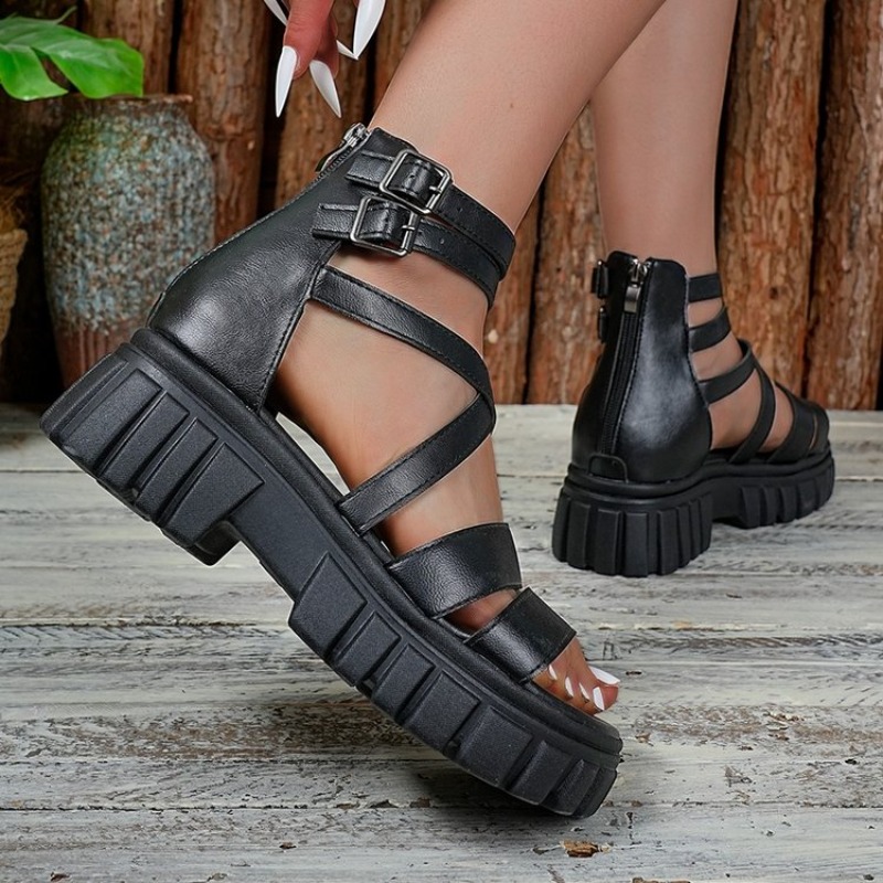 Roman Style Hollow Thick Heel  - đánh giá và giá Espadrille Slip On